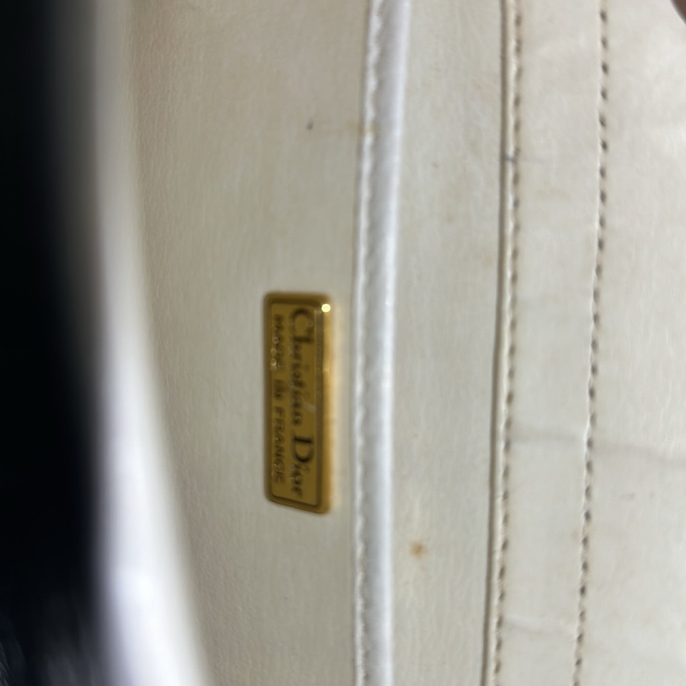 Authentic Christian Dior White Vintage Crossbody Bag Purse Leather w/ COA! - Picture 6 of 7
